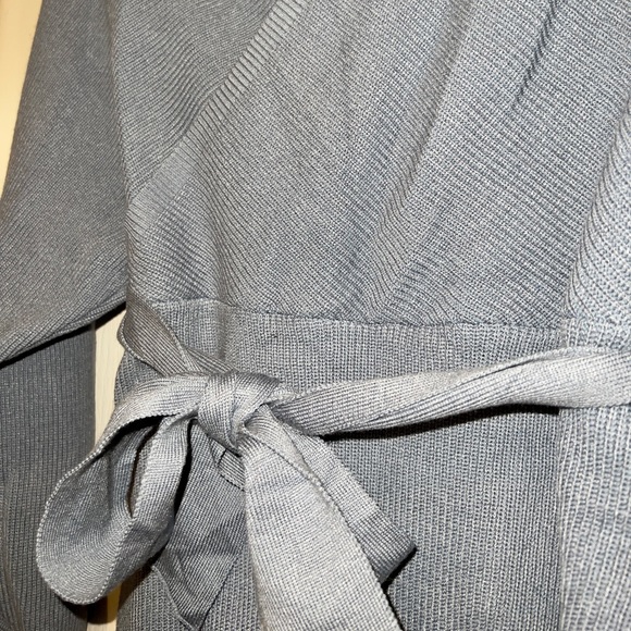 Steel Blue Bat Wing Sleeve V Neck and Back Mini Dress - Picture 2 of 2